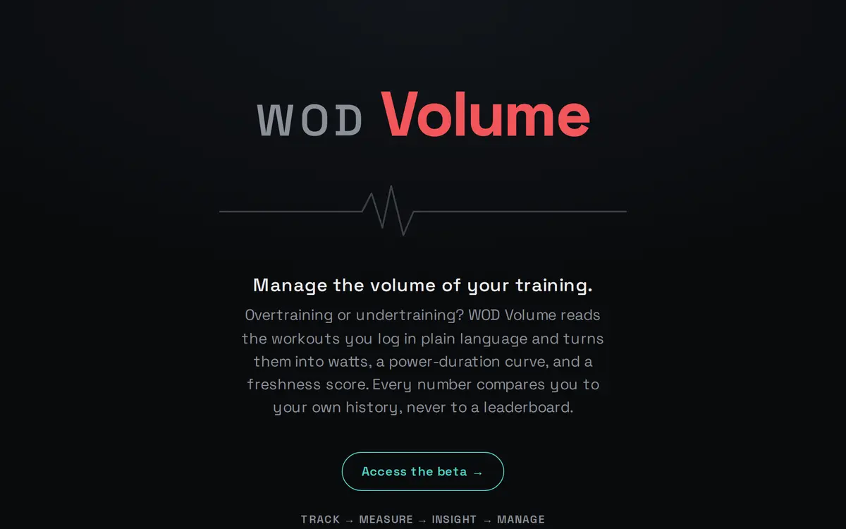 Schermata di WOD Volume
